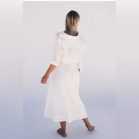 Free people Isley two piece white long sleeve midi button NWOT Size M - Picture 5 of 5